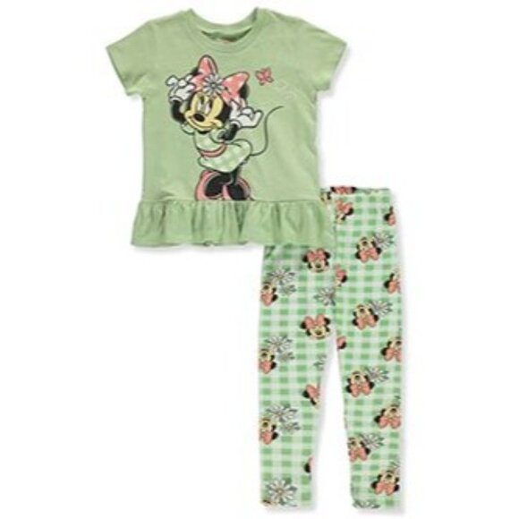 DISNEY MINNIE MOUSE GIRLS' 2-PIECE LEGGINGS SET OUTFIT T-shirt - Picture 1 of 3